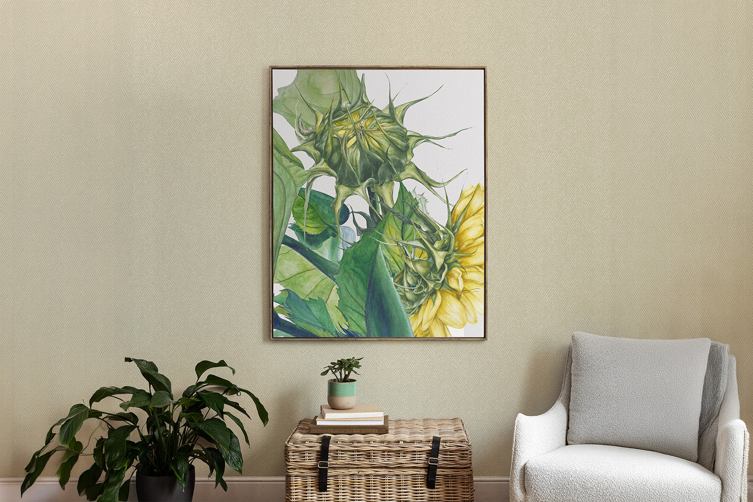 Stone Framed Canvas Wall Art | Fern | 143 x 114 cm-2