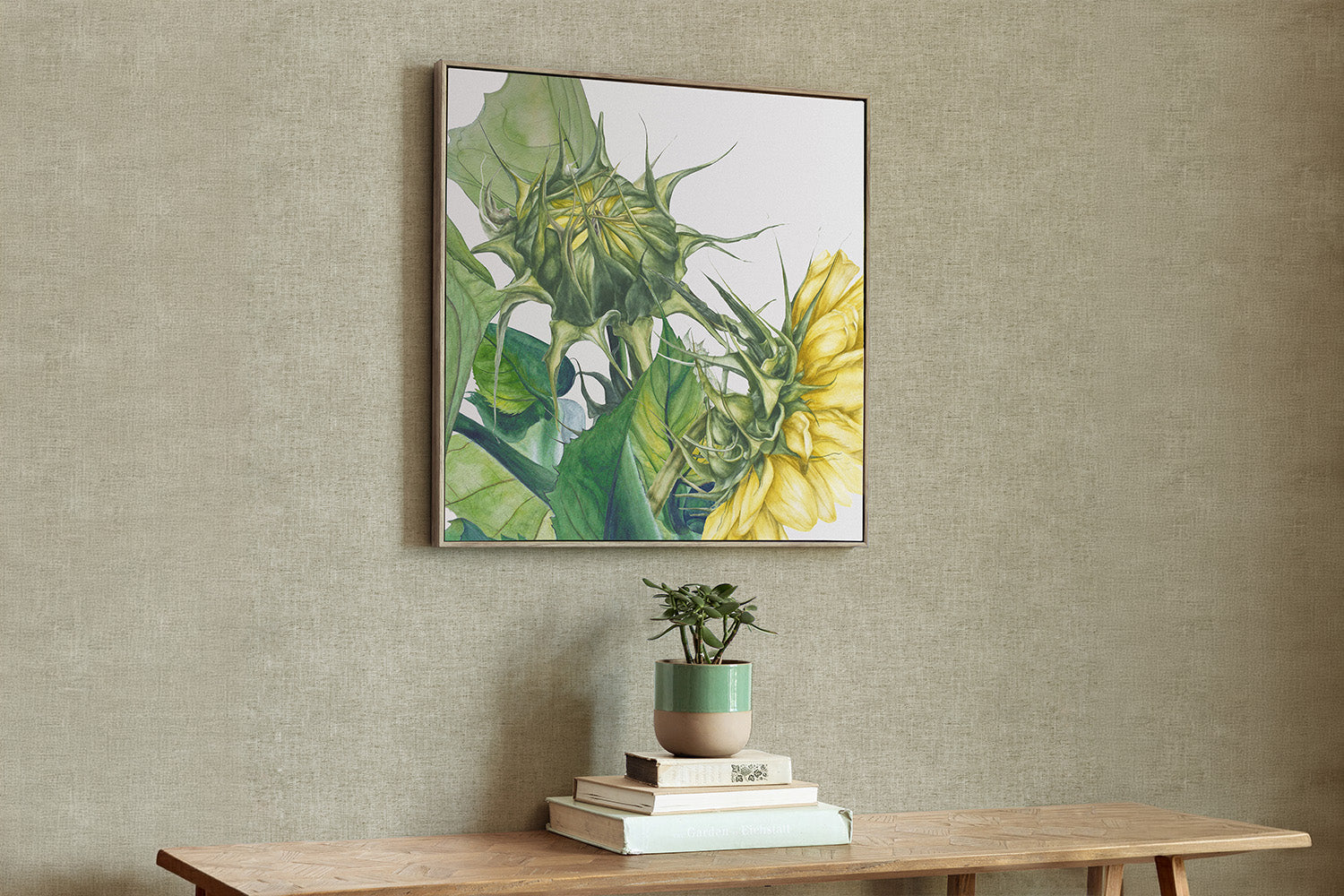 Stone Framed Canvas Wall Art | Fern | 70 x 70 cm-2