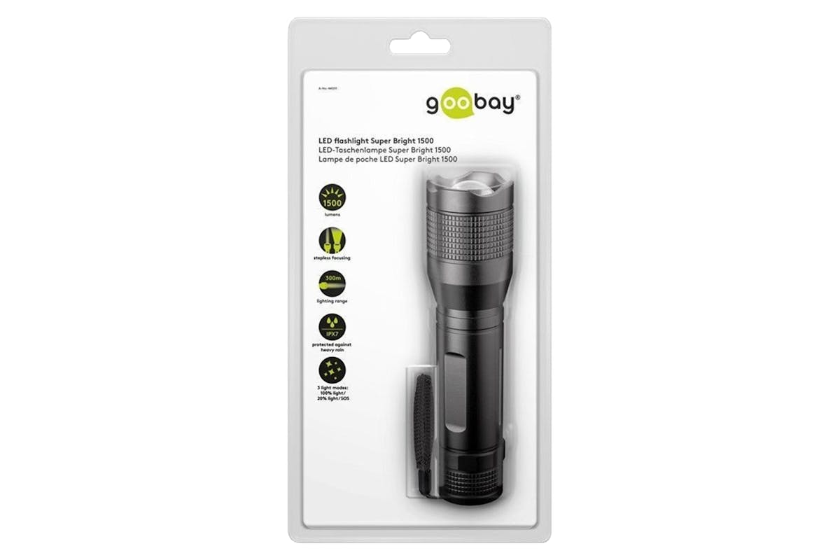 Goobay 1500lm Super Bright LED Torch | Black-4