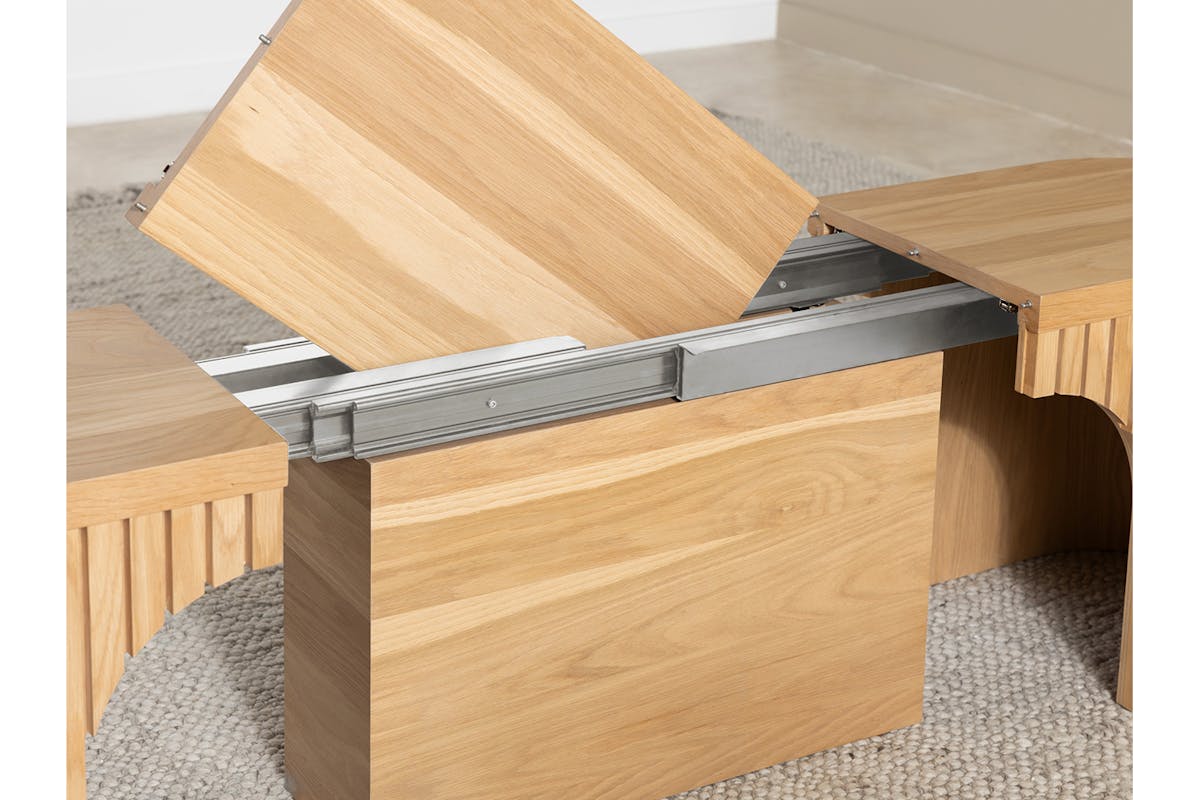 Transformer Round Bench | Scandinavian Oak| Including 3 extension  panels-7