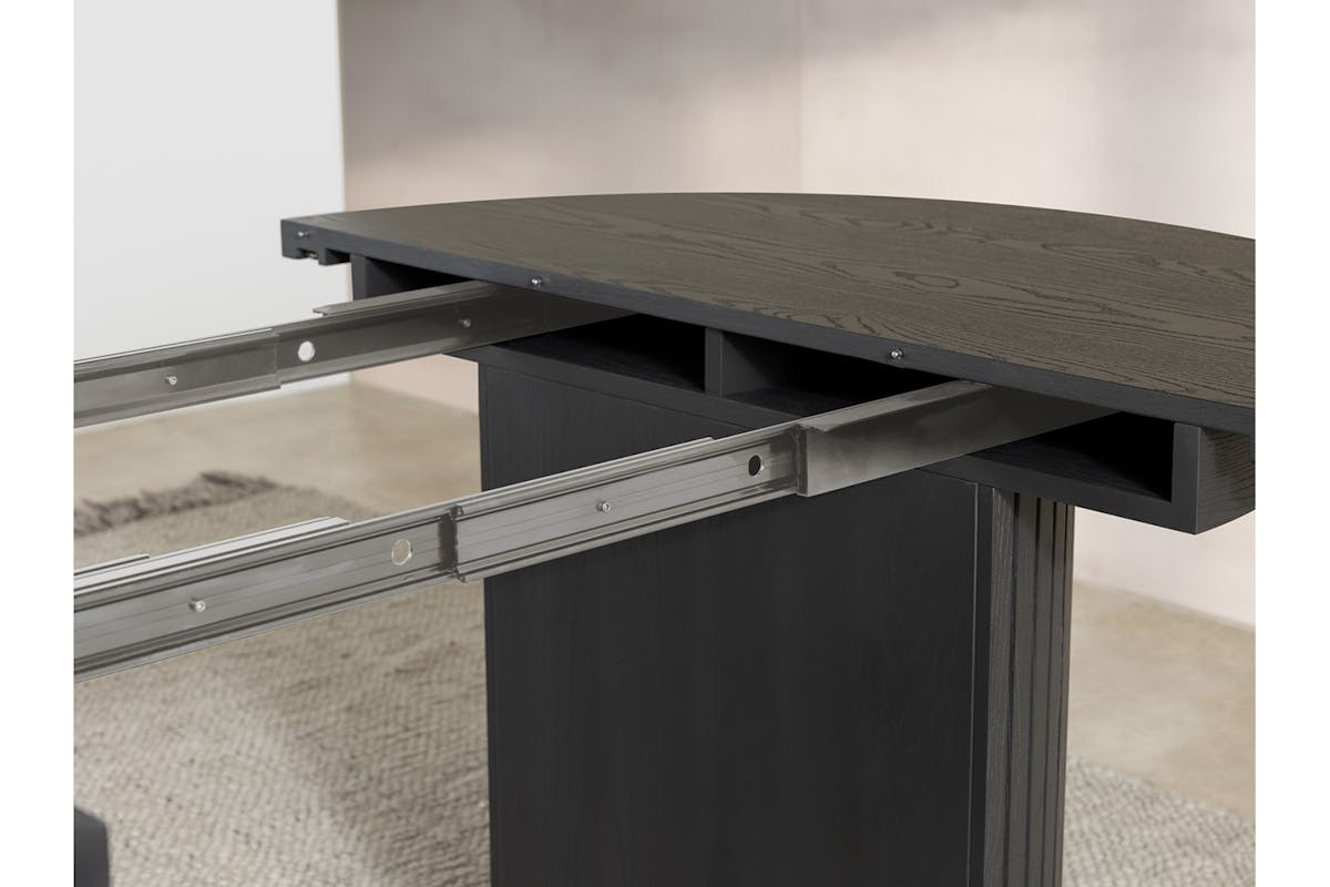 Transformer Round Extending Dining Table | Smoked Hickory-6
