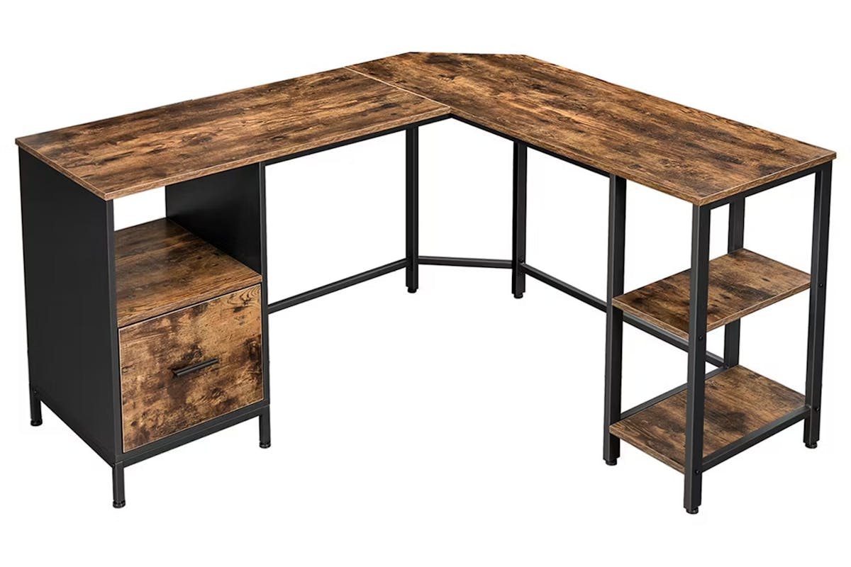Vasagle L-Shaped Computer Desk | Rustic Brown/Black [Ex-Display - DC250587-000078]