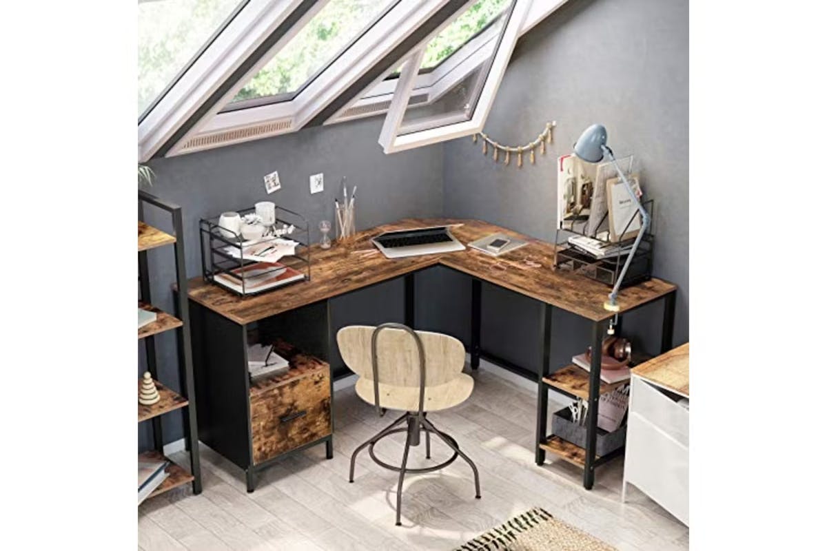 Vasagle L-Shaped Computer Desk | Rustic Brown/Black [Ex-Display - DC250587-000078]-2