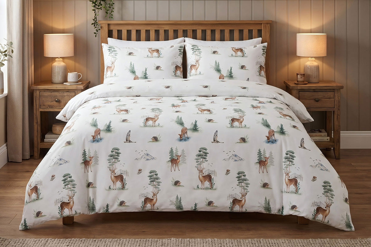 So Soft | Woodland Winter Duvet Cover Set | White | Double