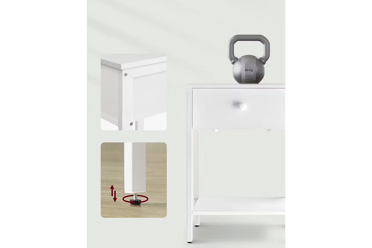 Vasagle Bedside Table with Drawer and Shelf | Matte White [Ex-Display - DC250587-000143]-4